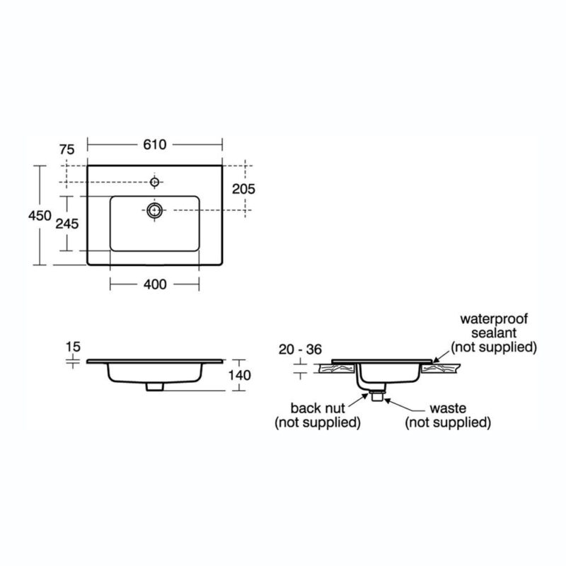 Ideal Standard Tempo 60cm Vanity Basin 1 Taphole E0668