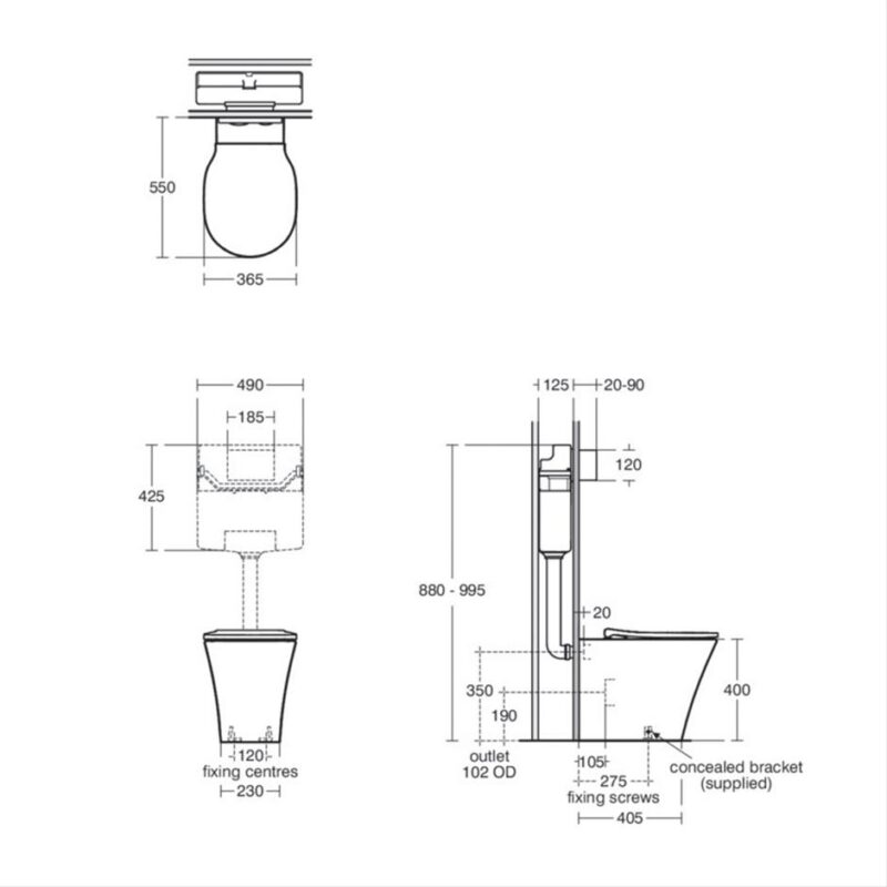 Ideal Standard Connect Air Back To Wall Toilet Bowl with Aquablade Technology