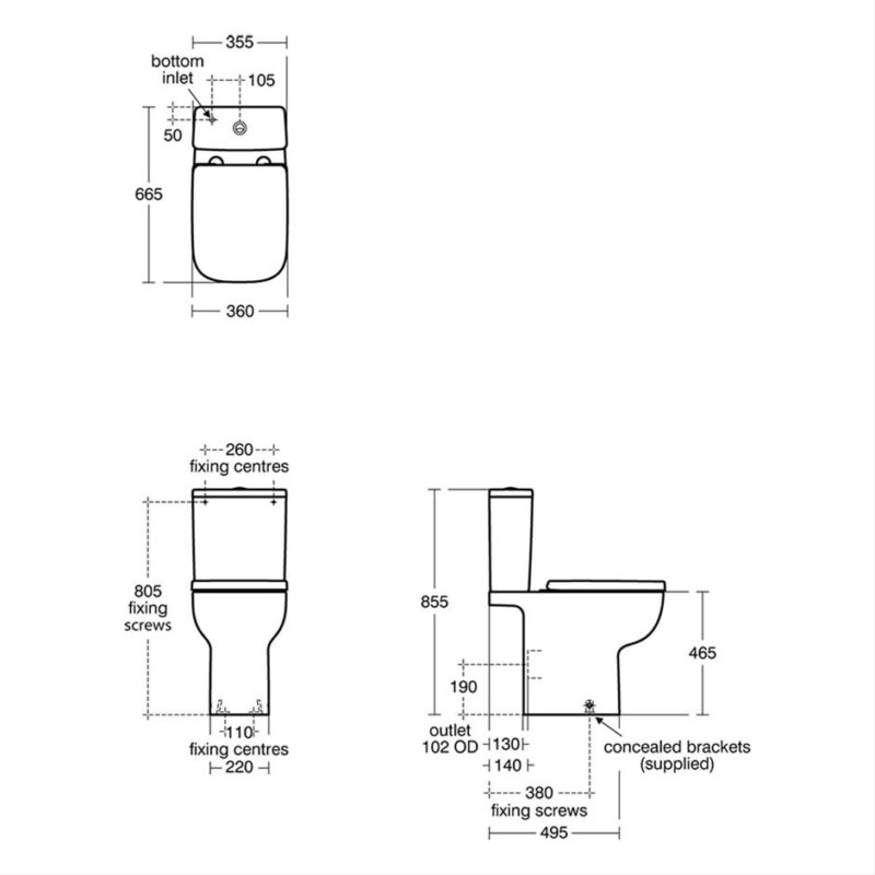Ideal Standard i.Life A Close Coupled Comfort Height WC Bowl