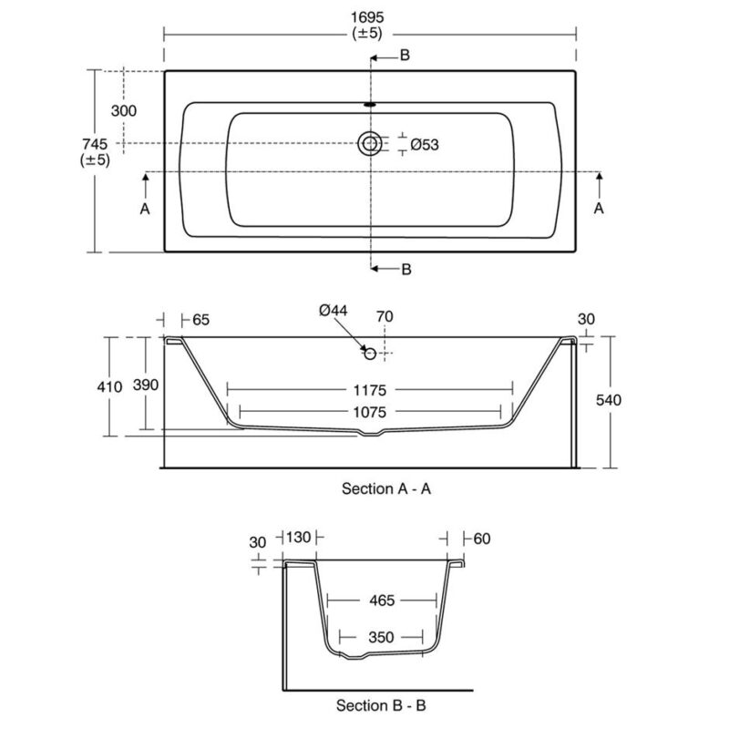 Ideal Standard Tempo Arc 170x75cm Double Ended Bath with Front & End Panel