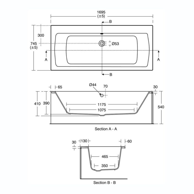 Ideal Standard Tempo Arc 170x75cm Double Ended Bath E2566