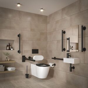 Ideal Standard Concept Freedom Wall Hung Doc M Pack with Black Rails Right Hand