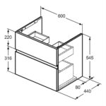 Ideal Standard Finesse 60cm x 44cm 2 Drawer Vanity Unit Matt White