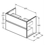 Ideal Standard Finesse 80cm x 44cm 2 Drawer Vanity Unit Matt White