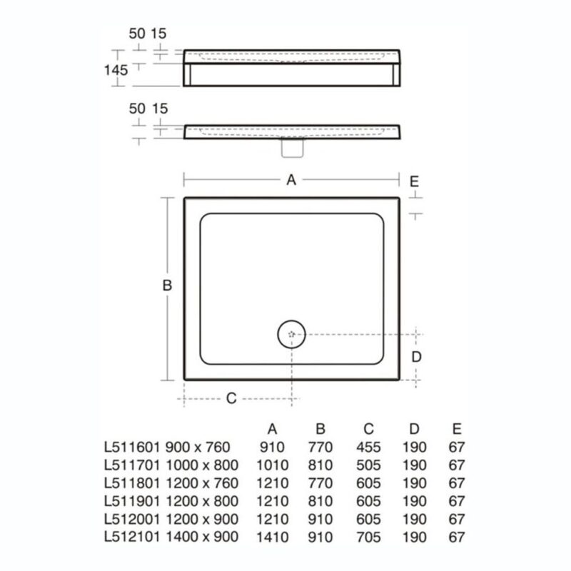 Ideal Standard Simplicity 1200x800mm Shower Tray L5119