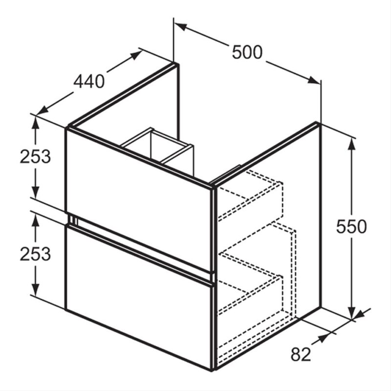 Ideal Standard Eurovit+ 50cm 2 Drawer Gloss White Wall Vanity Unit & Basin