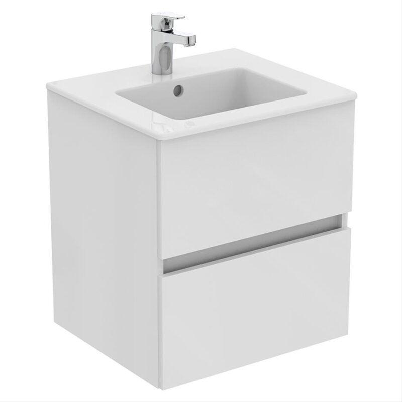 Ideal Standard  Eurovit+ 50cm 2 Drawer Wall Vanity Unit Gloss White