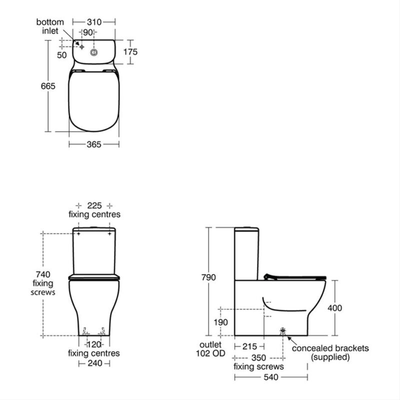 Ideal Standard Tesi Close Coupled Back-to-Wall Toilet with Slow Close Seat