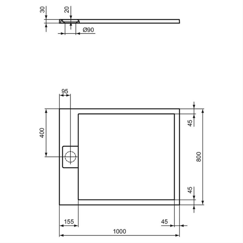 Ideal Standard i.life Ultra Flat S 1000x800mm Shower Tray T5223 Sand