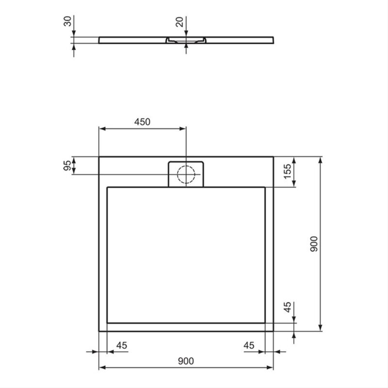 Ideal Standard i.Life Ultra Flat Square Shower Tray 900x900mm T5227 White