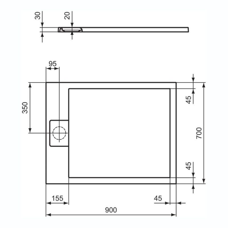 Ideal Standard i.life Ultra Flat S 900x700mm Shower Tray T5237 Black