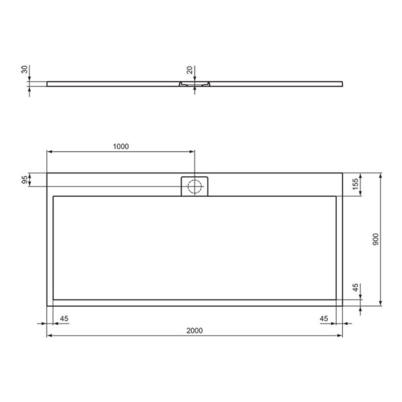 Ideal Standard i.life Ultra Flat S 2000x900mm Shower Tray T5243 White