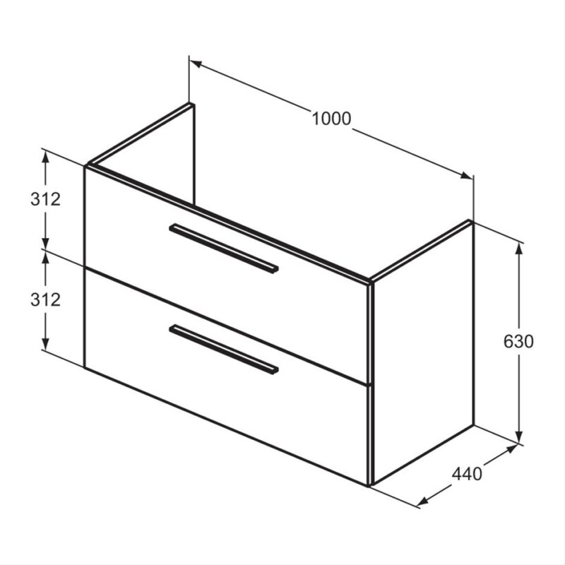 Ideal Standard i.Life A 100cm 2 Drawer Wall Vanity Unit Matt White