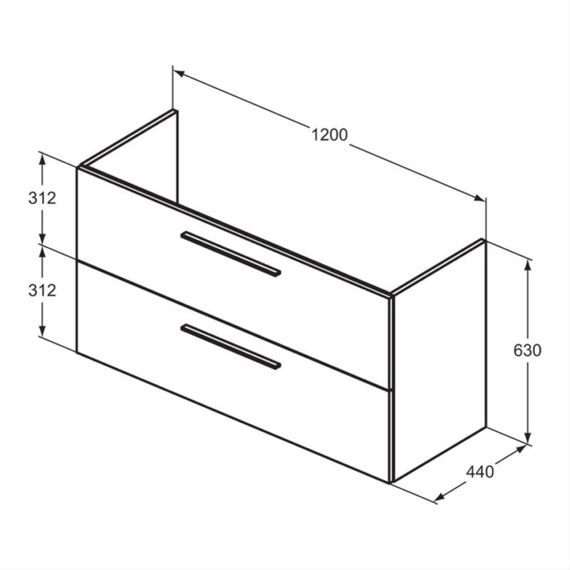 Ideal Standard i.Life A 120cm 2 Drawer Wall Vanity Unit Matt White