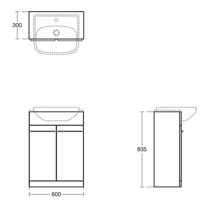 Ideal Standard i.Life A 60cm 2 Door Semi-Countertop Basin Unit Natural Oak