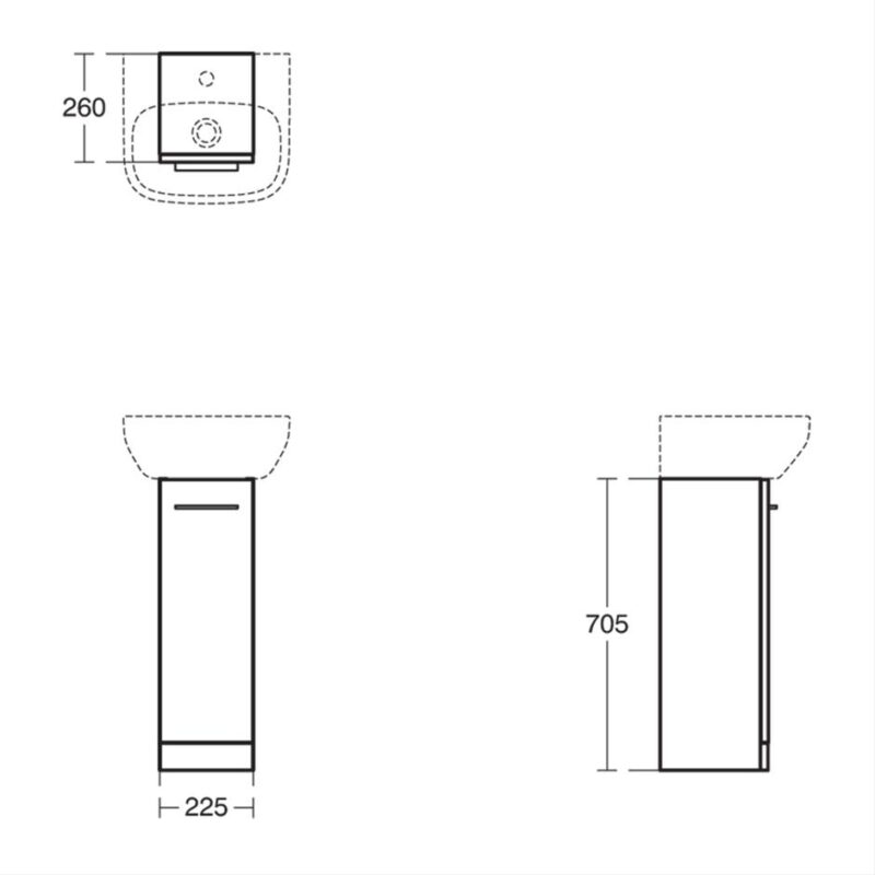 Ideal Standard i.Life A 23cm 1 Door Pedestal Washbasin Unit Matt White