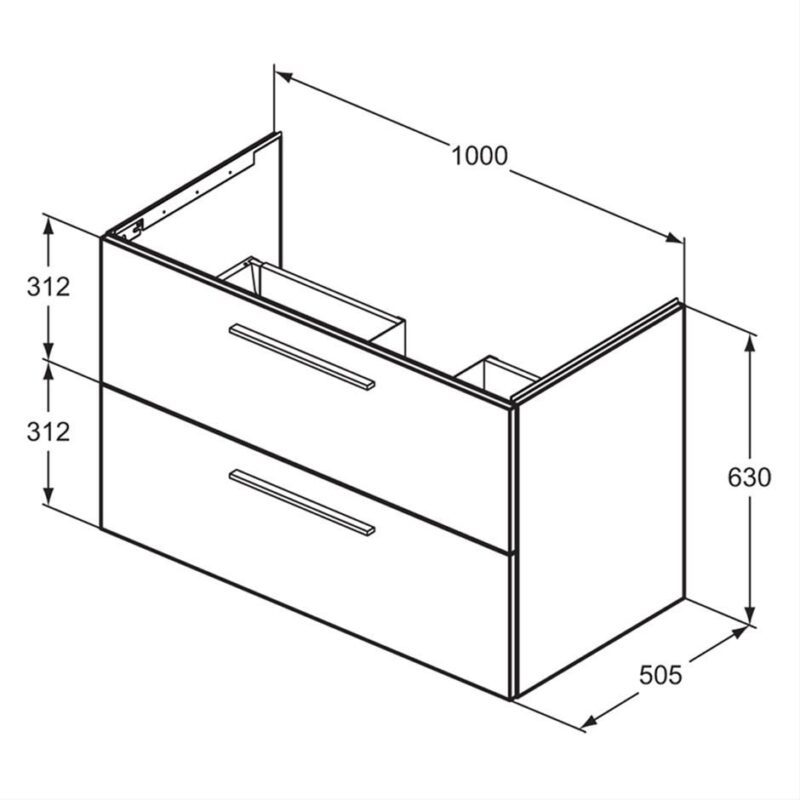Ideal Standard i.Life B 100cm Matt White 2 Drawer Wall Vanity Unit & Basin