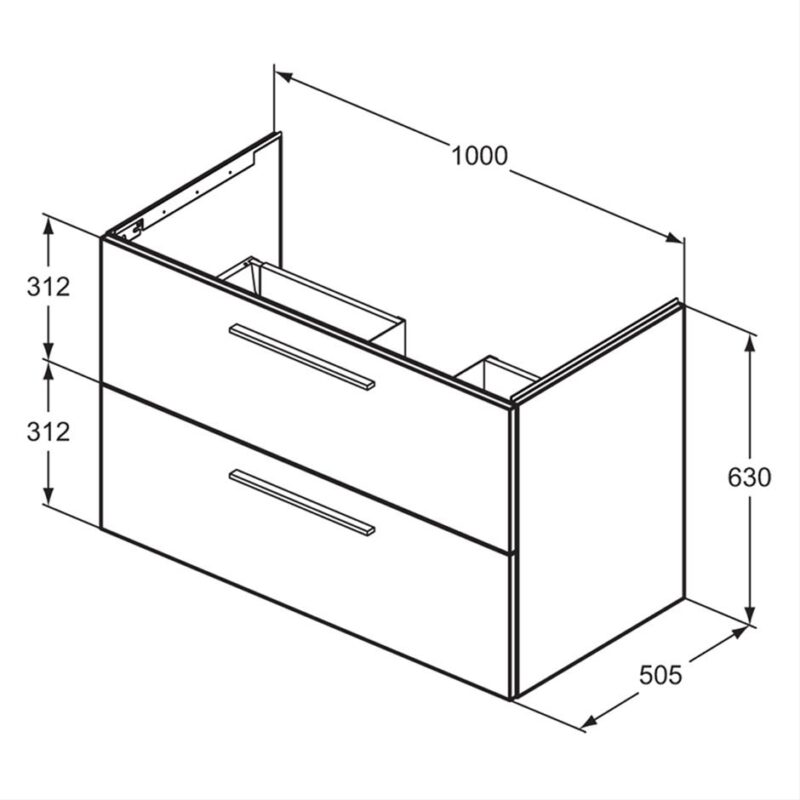 Ideal Standard i.Life B 100cm 2 Drawer Wall Basin Unit Matt White