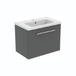 Ideal Standard i.life S 60cm Compact Wall Vanity Unit, 1 Drawer, Matt Quartz