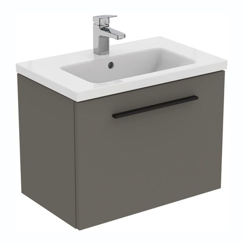 Ideal Standard i.life S 60cm Compact Wall Vanity Unit, 1 Drawer, Matt Quartz