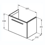Ideal Standard i.life S 60cm Compact Wall Vanity Unit, 1 Drawer, Matt Quartz