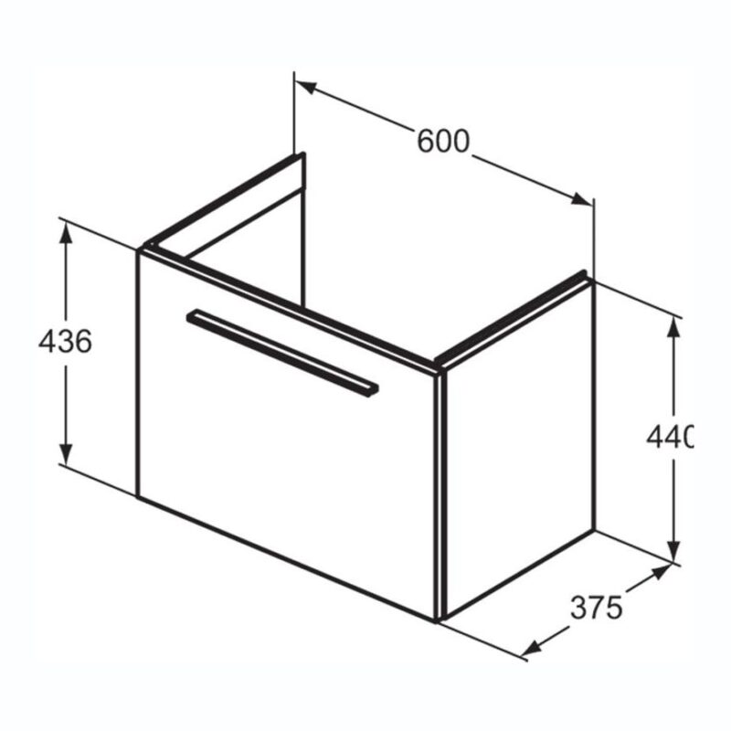 Ideal Standard i.life S 60cm Compact Wall Vanity Unit, 1 Drawer, Matt Quartz