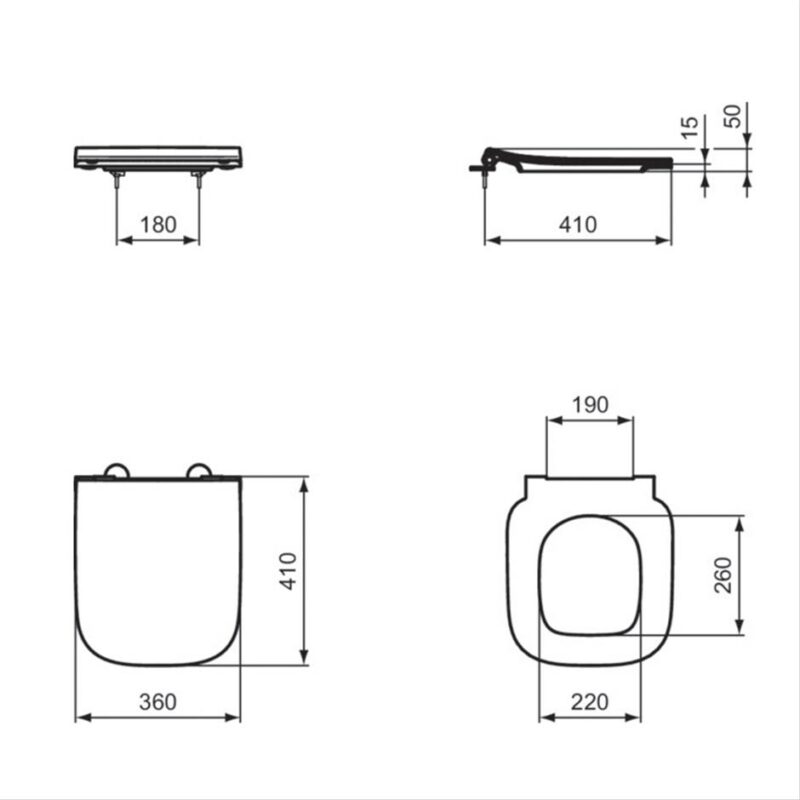 Ideal Standard i.Life A&S Compact Slim Toilet Seat & Cover, Slow Close