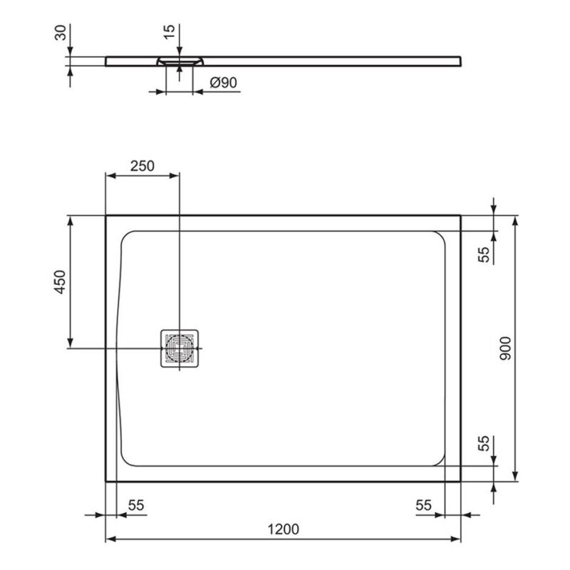 Ideal Standard Ultra Flat S+ 1200x900mm Shower Tray Pure White