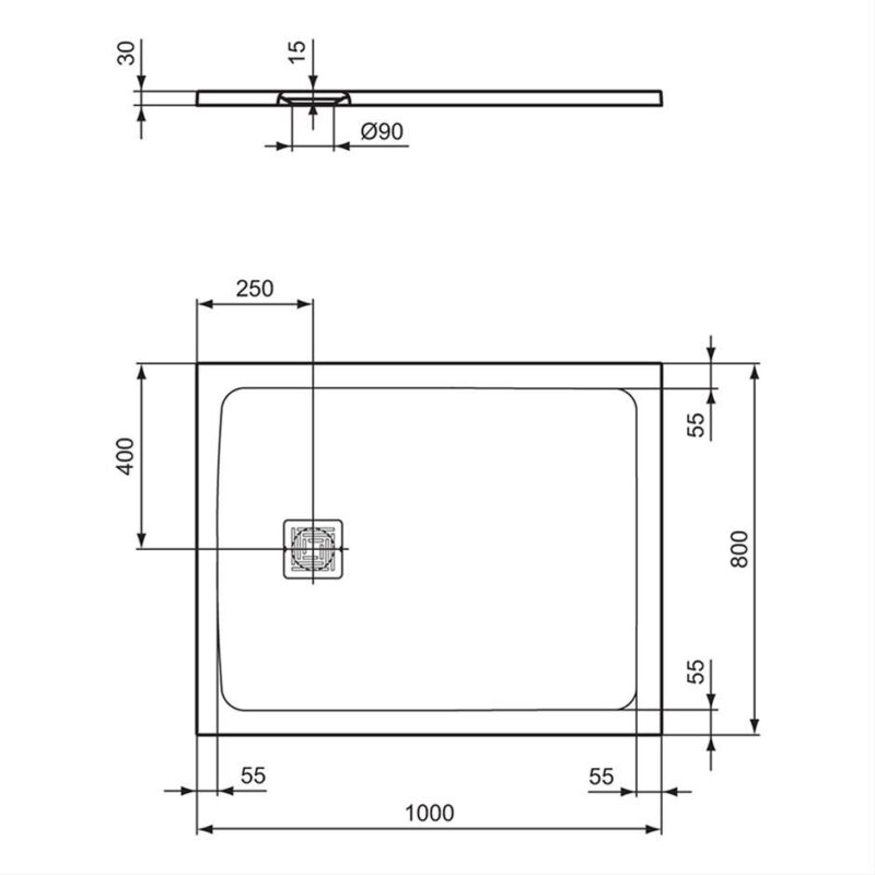 Ideal Standard Ultra Flat S+ 1000x800mm Shower Tray Pure White