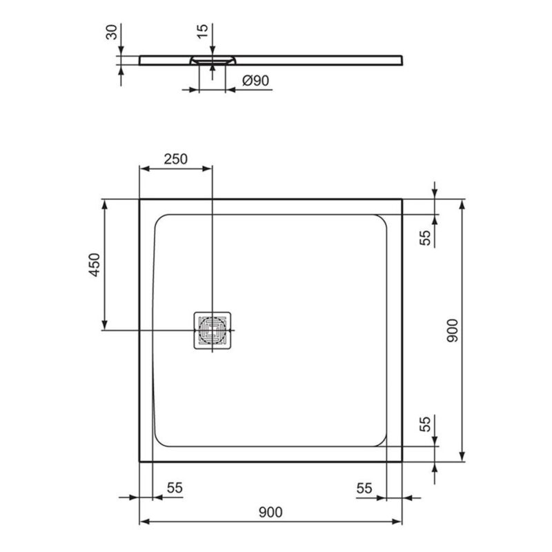 Ideal Standard Ultra Flat S+ 900x900mm Shower Tray Pure White