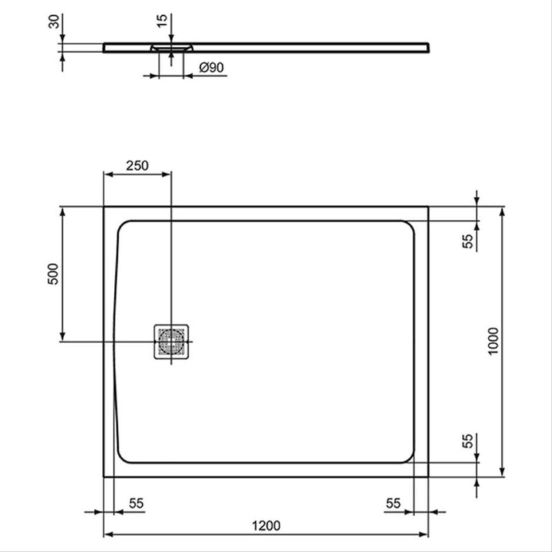 Ideal Standard Ultra Flat S+1200x1000mm Shower Tray White