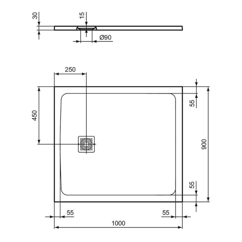 Ideal Standard Ultra Flat S+ 1000x900mm Shower Tray Pure White
