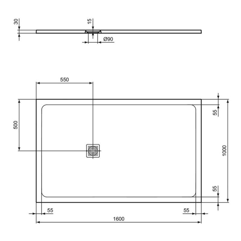 Ideal Standard Ultra Flat S+ 1600x1000mm Shower Tray Pure White