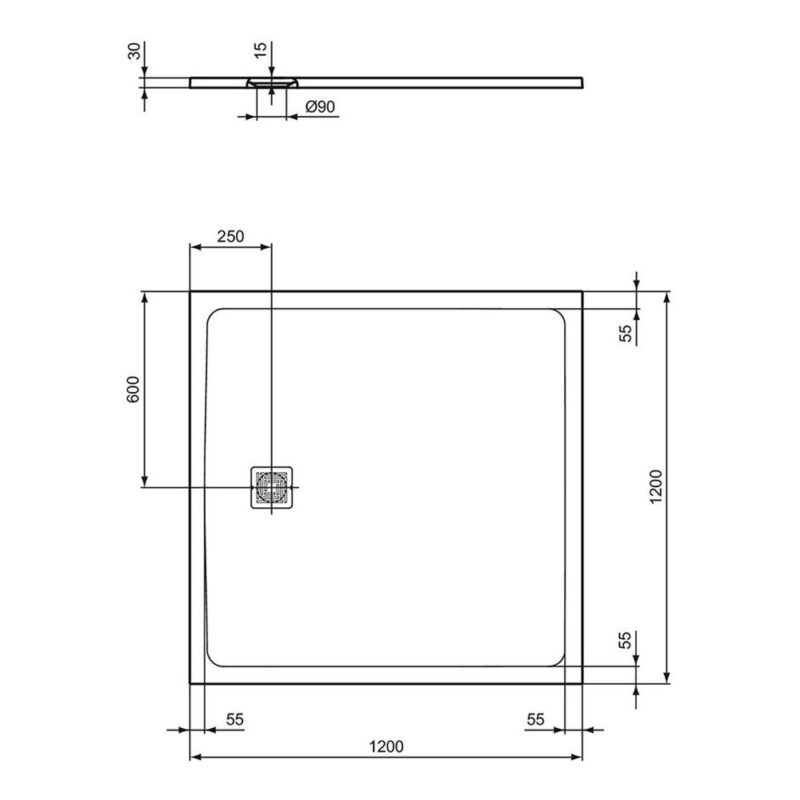 Ideal Standard Ultra Flat S+ 1200x1200mm Shower Tray Pure White
