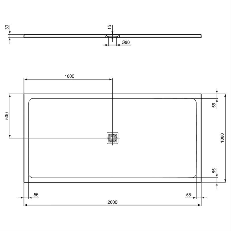 Ideal Standard Ultra Flat S+ 2000x1000mm Shower Tray Pure White