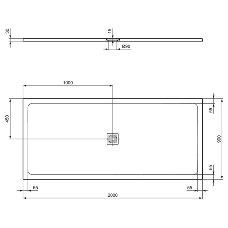 Ideal Standard Ultra Flat S+ 2000x900mm Shower Tray Pure White
