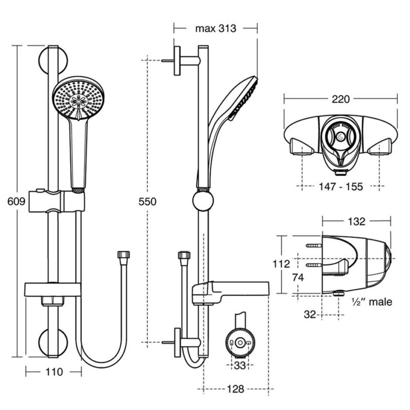 Ideal Standard CTV Thermostatic Exposed Shower Pack A5783