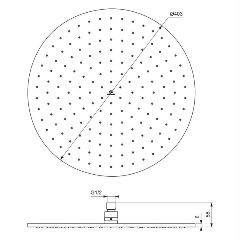 Ideal Standard Round 400mm Fixed Rainshower Head A5804