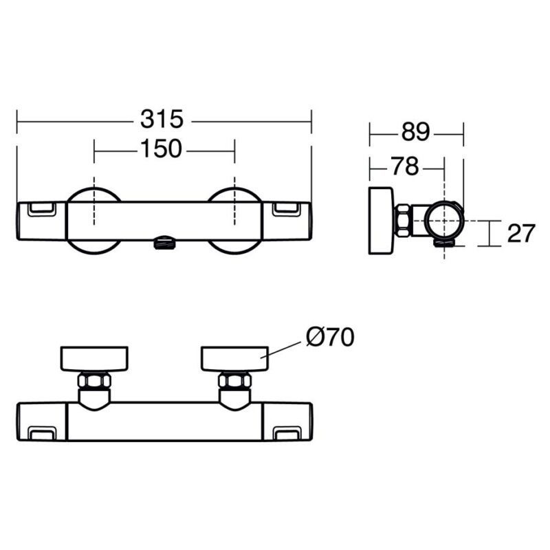Ideal Standard Ceratherm T25 Exposed Thermostatic Shower Valve