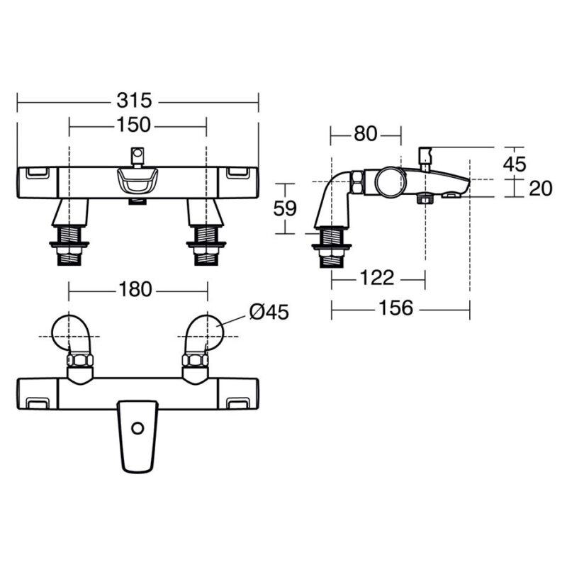 Ideal Standard Ceratherm T25 Thermostatic Bath Shower Mixer A7207
