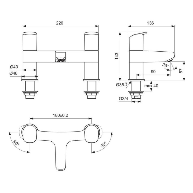 Ideal Standard Ceraflex Bath Filler B1824 Chrome