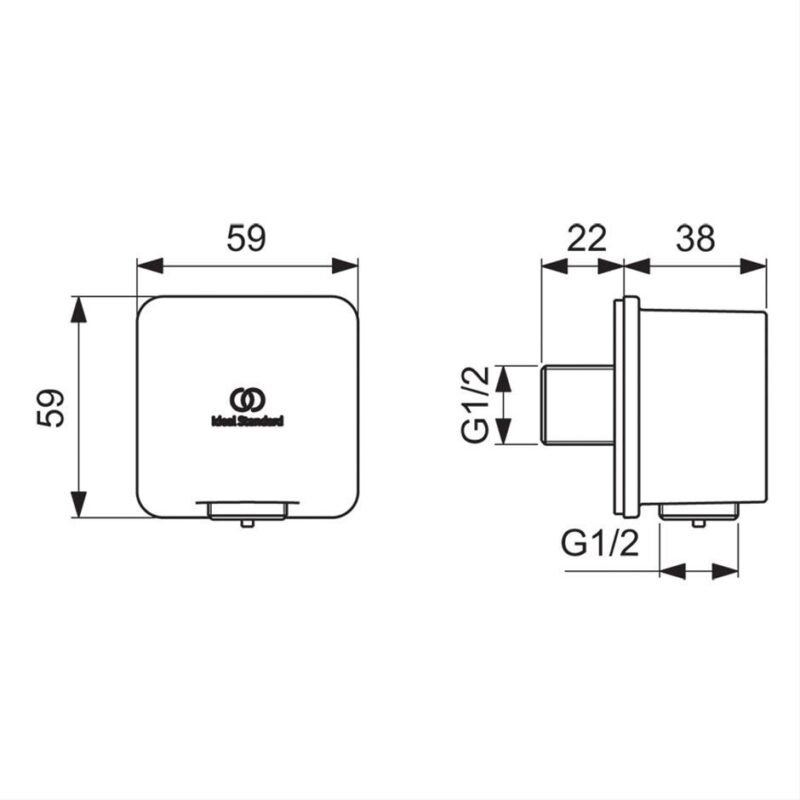 Ideal Standard Idealrain Square Wall Elbow BC772