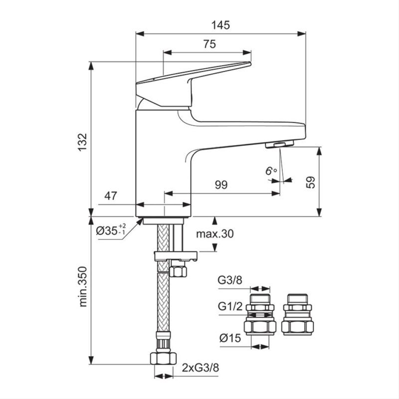 Ideal Standard Ceraplan Single Lever Mini Basin Mixer Tap BD208