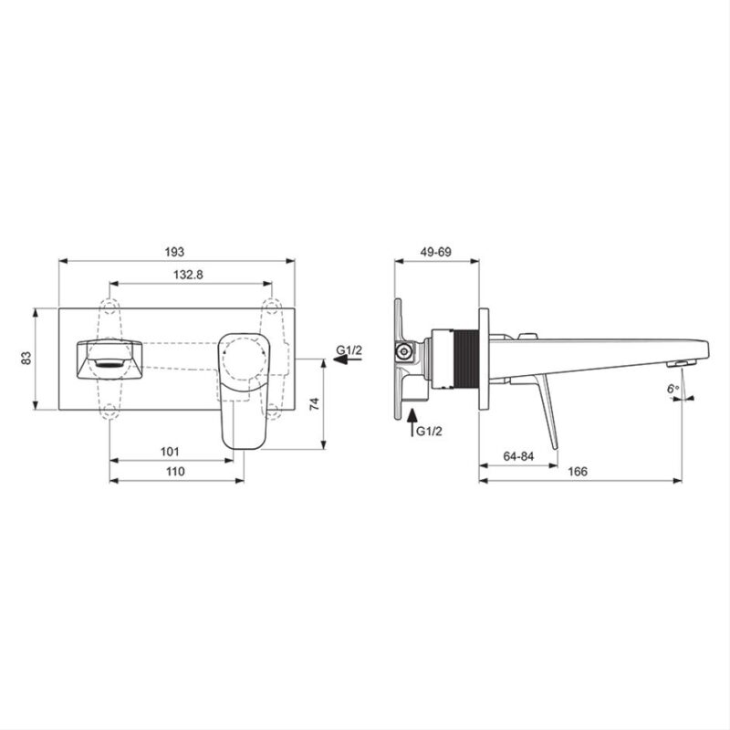 Ideal Standard Ceraplan Single Lever Wall Mounted Basin Mixer BD244