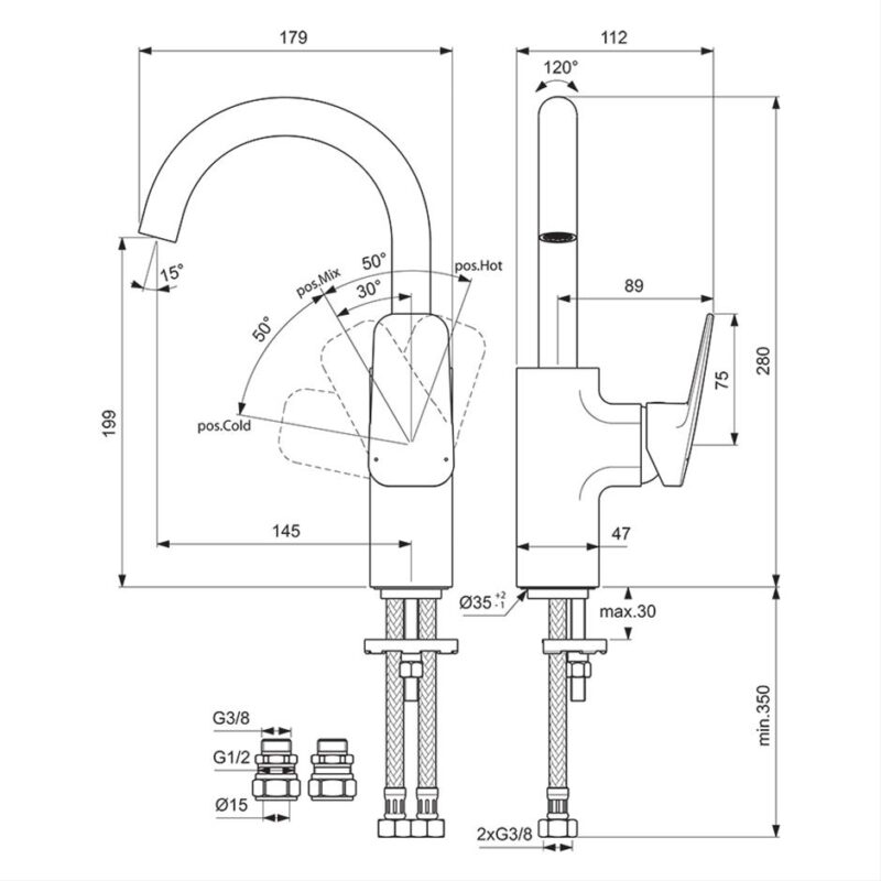 Ideal Standard Ceraplan Single Lever High Spout Basin Mixer BD245