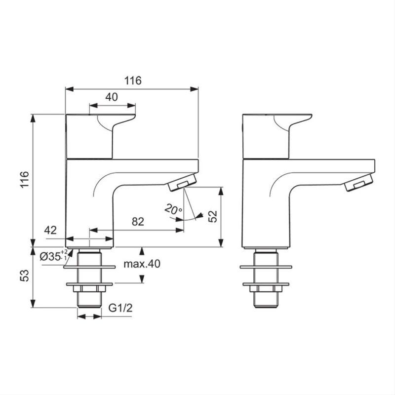 Ideal Standard Ceraplan Basin Pillar Taps BD247