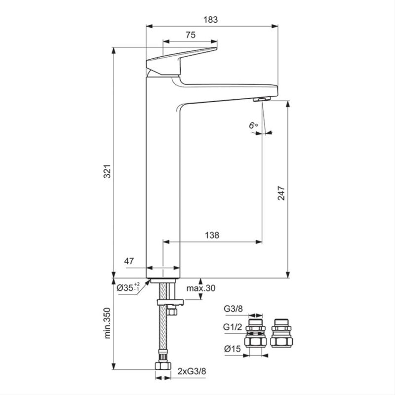 Ideal Standard Ceraplan Single Lever Vessel Basin Mixer Tap BD255