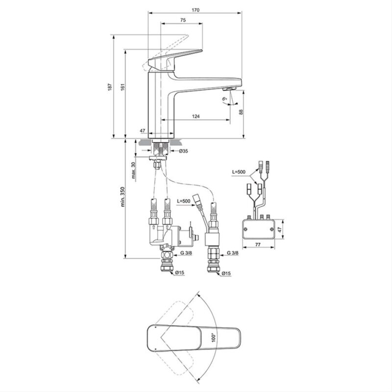 Ideal Standard Ceraplan iX Single Lever Sensor Hybrid Basin Mixer Tap