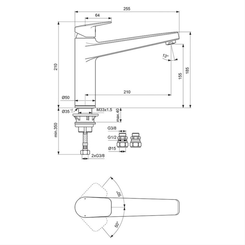 Ideal Standard Ceraplan Single Lever High Cast Spout Kitchen Mixer BD328