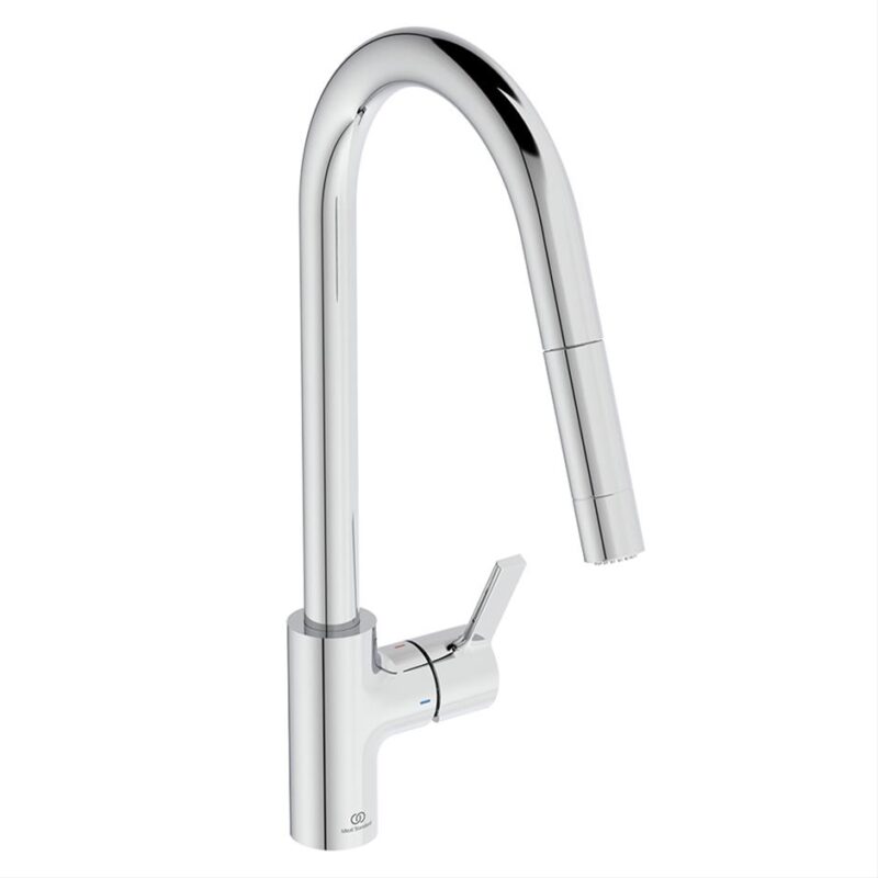 Ideal Standard Gusto Single Lever L Spout Kitchen Mixer Pull Down Spout